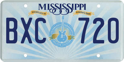 MS license plate BXC720