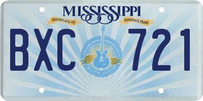 MS license plate BXC721