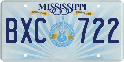 MS license plate BXC722