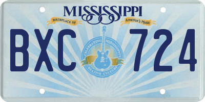 MS license plate BXC724
