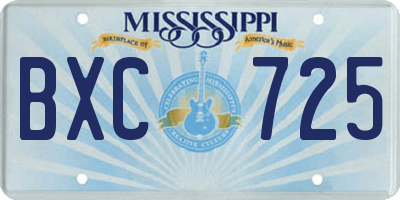 MS license plate BXC725