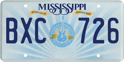 MS license plate BXC726