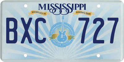 MS license plate BXC727