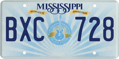 MS license plate BXC728