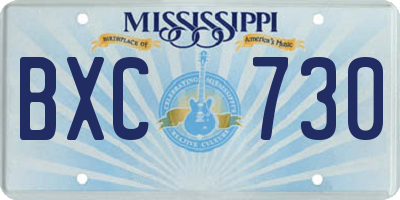 MS license plate BXC730