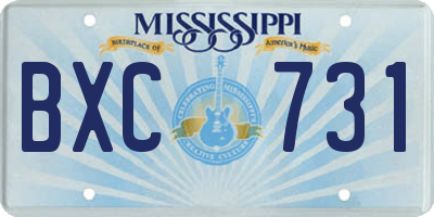 MS license plate BXC731