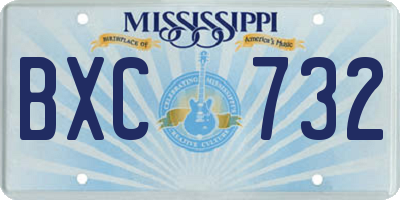 MS license plate BXC732