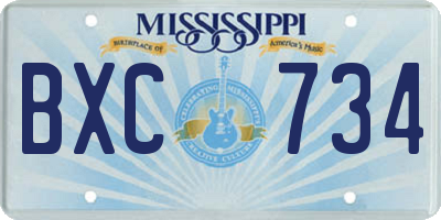 MS license plate BXC734