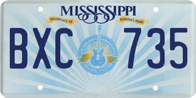 MS license plate BXC735
