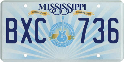 MS license plate BXC736