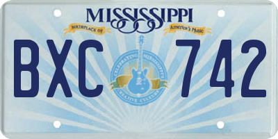 MS license plate BXC742