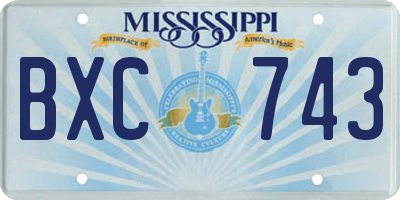 MS license plate BXC743