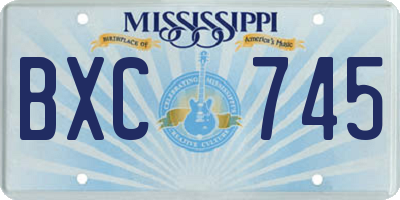 MS license plate BXC745