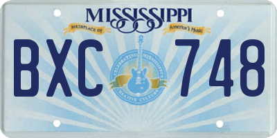MS license plate BXC748