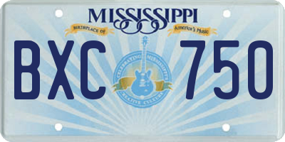 MS license plate BXC750
