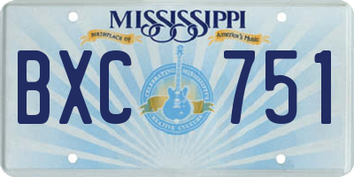 MS license plate BXC751