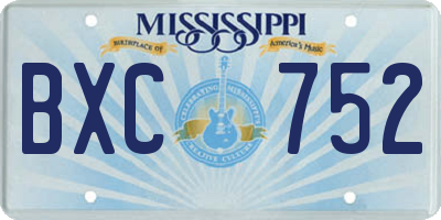MS license plate BXC752