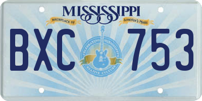 MS license plate BXC753