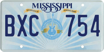 MS license plate BXC754