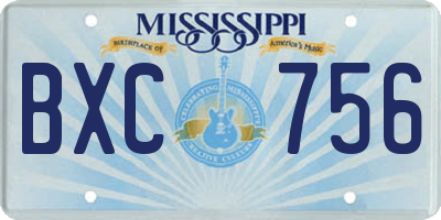 MS license plate BXC756