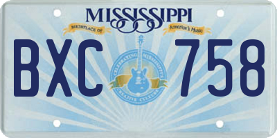 MS license plate BXC758