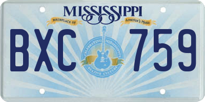 MS license plate BXC759