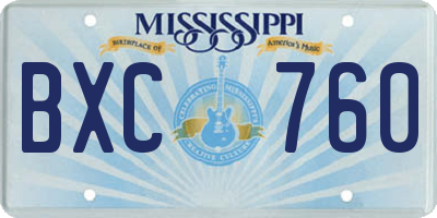 MS license plate BXC760