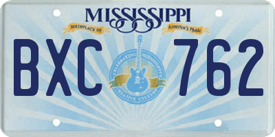 MS license plate BXC762