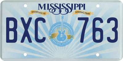 MS license plate BXC763