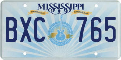 MS license plate BXC765