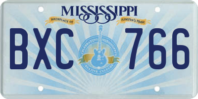 MS license plate BXC766
