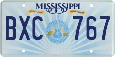 MS license plate BXC767