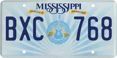 MS license plate BXC768