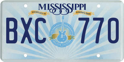 MS license plate BXC770