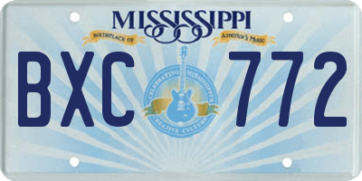 MS license plate BXC772