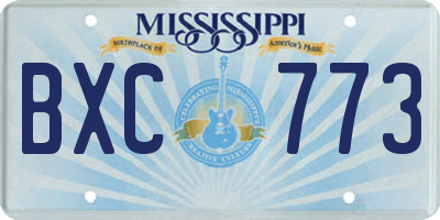 MS license plate BXC773
