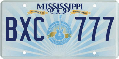 MS license plate BXC777