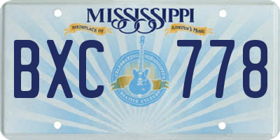 MS license plate BXC778