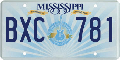 MS license plate BXC781
