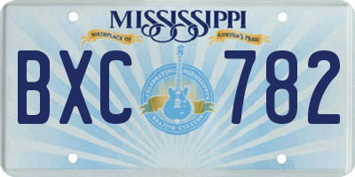 MS license plate BXC782