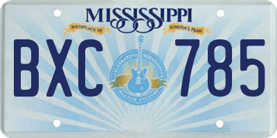 MS license plate BXC785