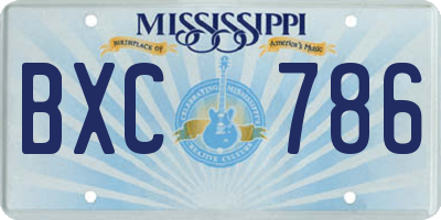 MS license plate BXC786