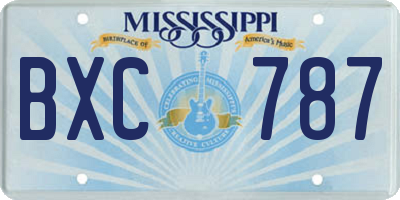 MS license plate BXC787