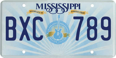 MS license plate BXC789
