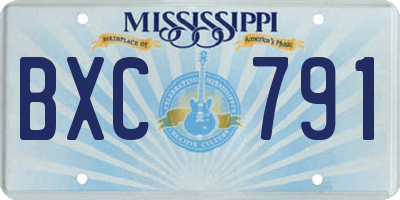 MS license plate BXC791