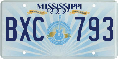 MS license plate BXC793