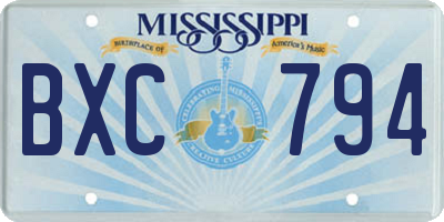 MS license plate BXC794