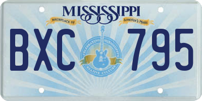 MS license plate BXC795