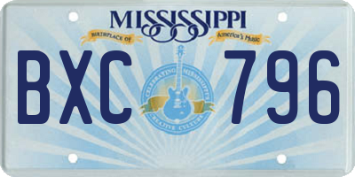 MS license plate BXC796