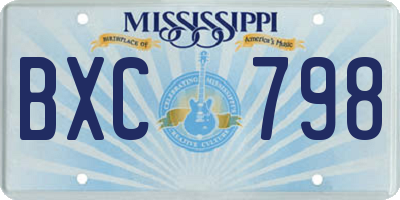 MS license plate BXC798